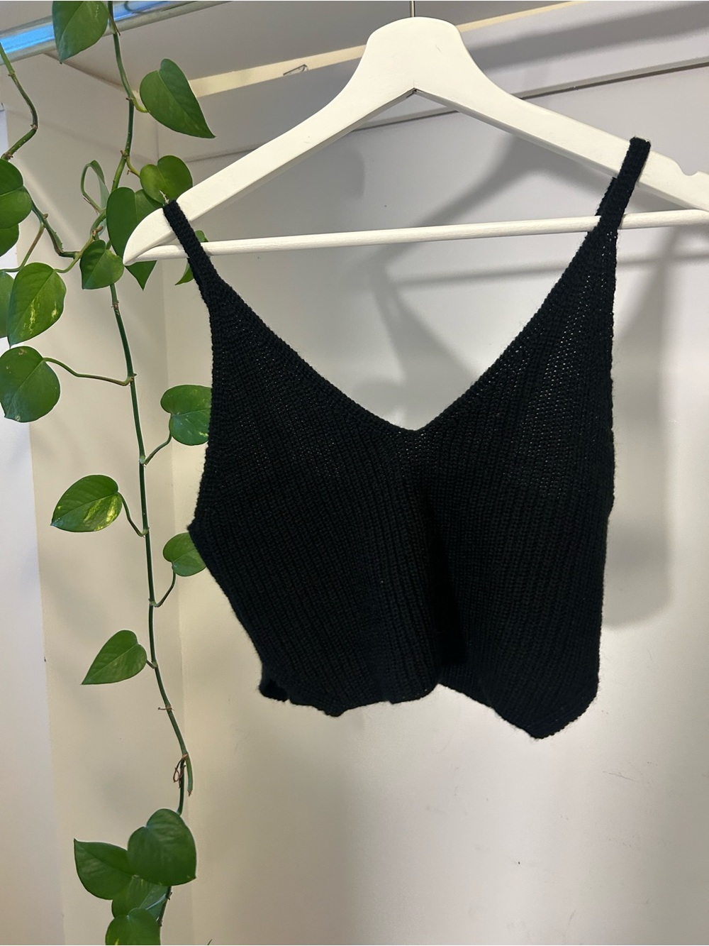 Black Knit V-Neck Cami Top